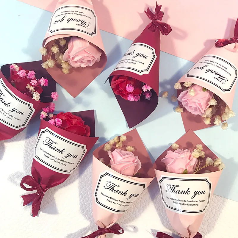 Dry flower bouquet soap flower wrapping paper flower bouquet red rose bouquet gift box matching