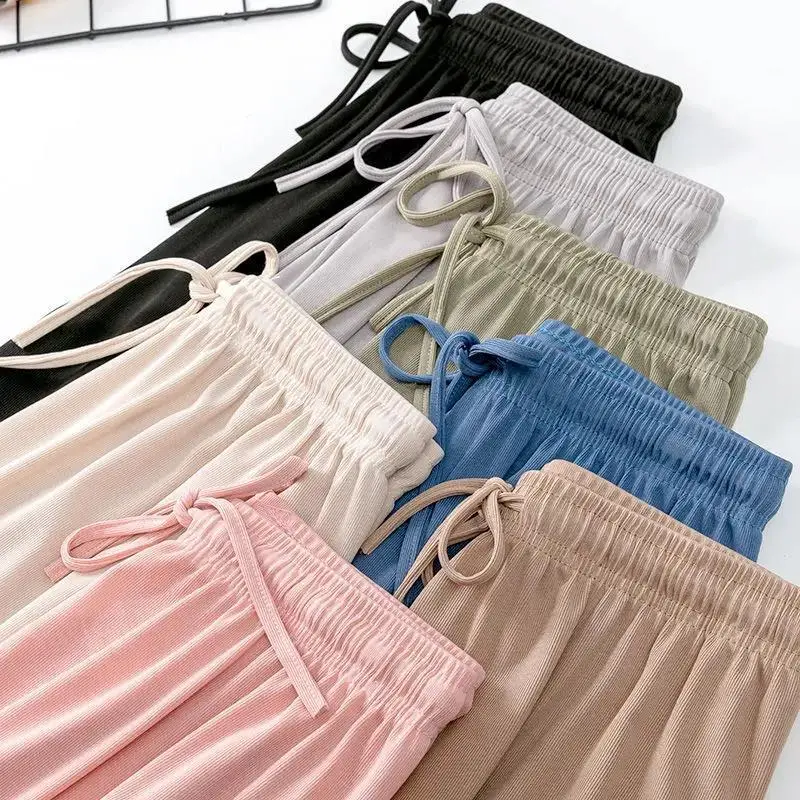 Soft Comfort Women Black Pants New High Waist Casual Summer Slacks Pants Women Ankle-Length Long Trousers Female Slacks