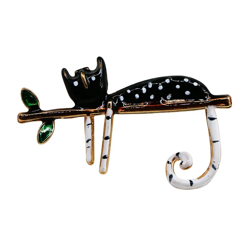 custom enamel animal brooches pins jewelry oem,cute black cat brooch safety pin for kids