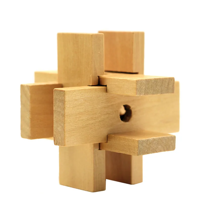 INS Hot Sales Nature Wood Kongming Lock Custom Building Toys 3D Luban Lock Puzzle
