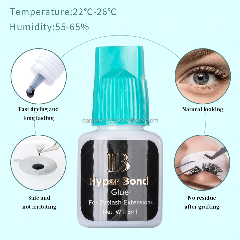 IB Cyan Cap Glue 0.5s 5ml Fast Dry IB Glue 7 Weeks Long Lasting Strong Eyelash Glue Adhesive For Professional Eyelash Extensions