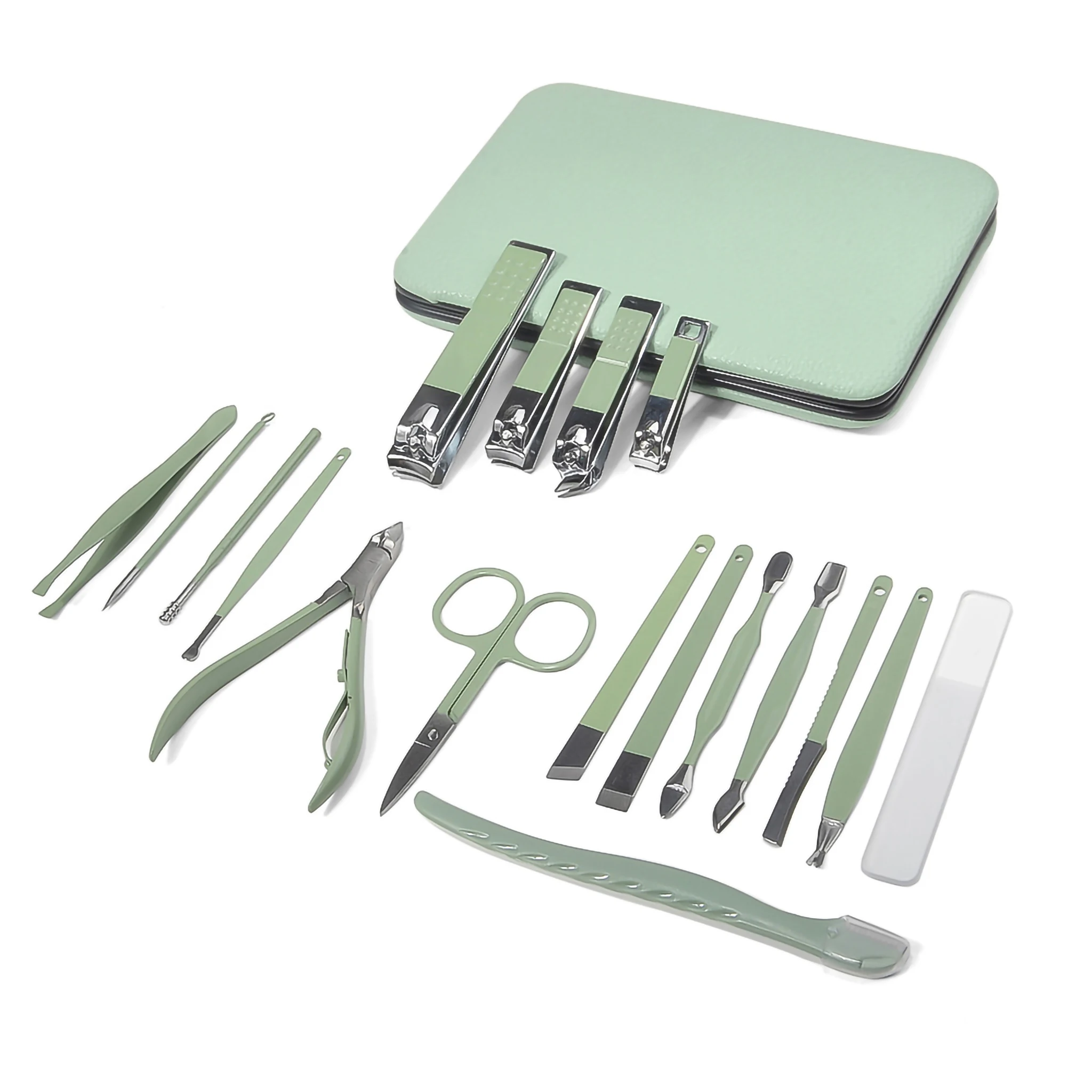 New Arrival 18 In 1 Nail Cutter Set Stainless Steel Nail Clippers Manicure Pedicure Kits Scissors Beauty Tools with Folding Case