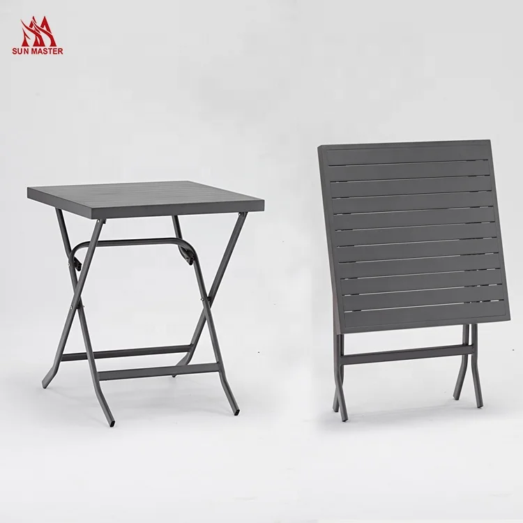 Wholesale Outdoor New Design Folding Table With Drak Gray Metal Aluminum Frame Patio GardenChairs Lightweight Easy Carry Store