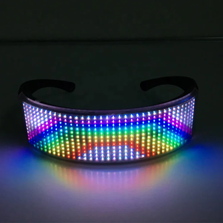 RGB 12X36 Pixel Sunglass LED Light APP Control Message Programmable LED Neon Sunglasses USB Chargeable LED Sunglasses