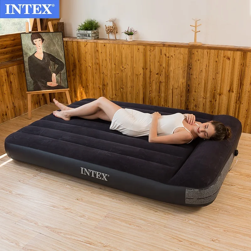 
INTEX 64142 built-in pillow double person large air bed home outdoor inflatable mattress 