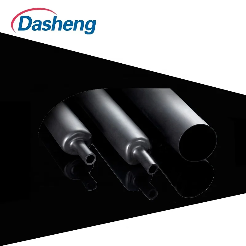Black Factory supplier PE material high shrink ratio Medium wall heat shrink tube with glue for Insulation