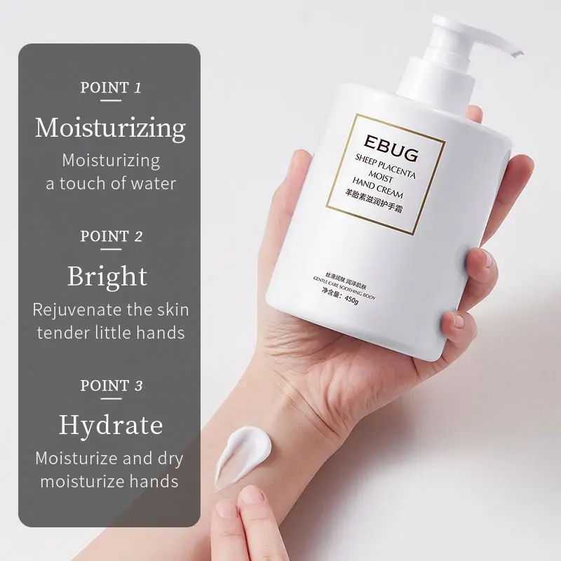 OEM EBUG private label sheep placenta whitening nourishing moisturizing skin care organic natural beauty hand cream