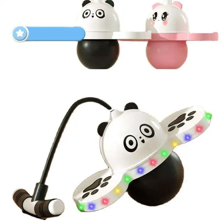 2024 Factory Wholesale Children Balance Exercise Toy Light Up Panda Jump Ball Bouncing Ball