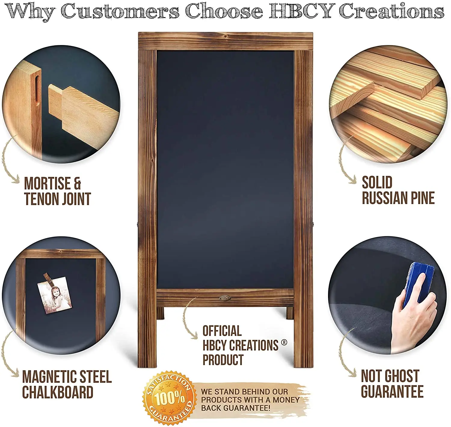 Free Standing Chalkboard Easel Sturdy Sidewalk Sign Sandwich Board Outdoor Chalk Board