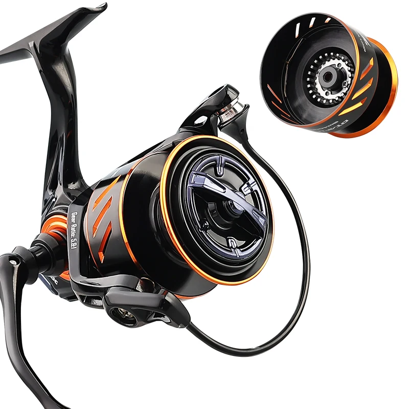 1500# 2500#Spinning Fishing Reel 5.9:1,5.1:1 7-12kg 7+1BB Orange And Black Composite Spinning Reel For Fishing