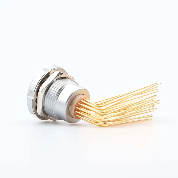 MOCO Z2 Medical Equipment Connector Fixed Socket With Two Nuts Elbow 90 Angle Contact For PCB Circular Precision Connector