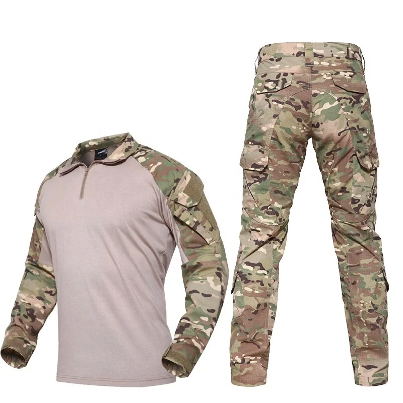 High Quality Multicam Frog Suit Long Sleeve Army T Shirt Pants Tactical Camouflage Men Combat Military