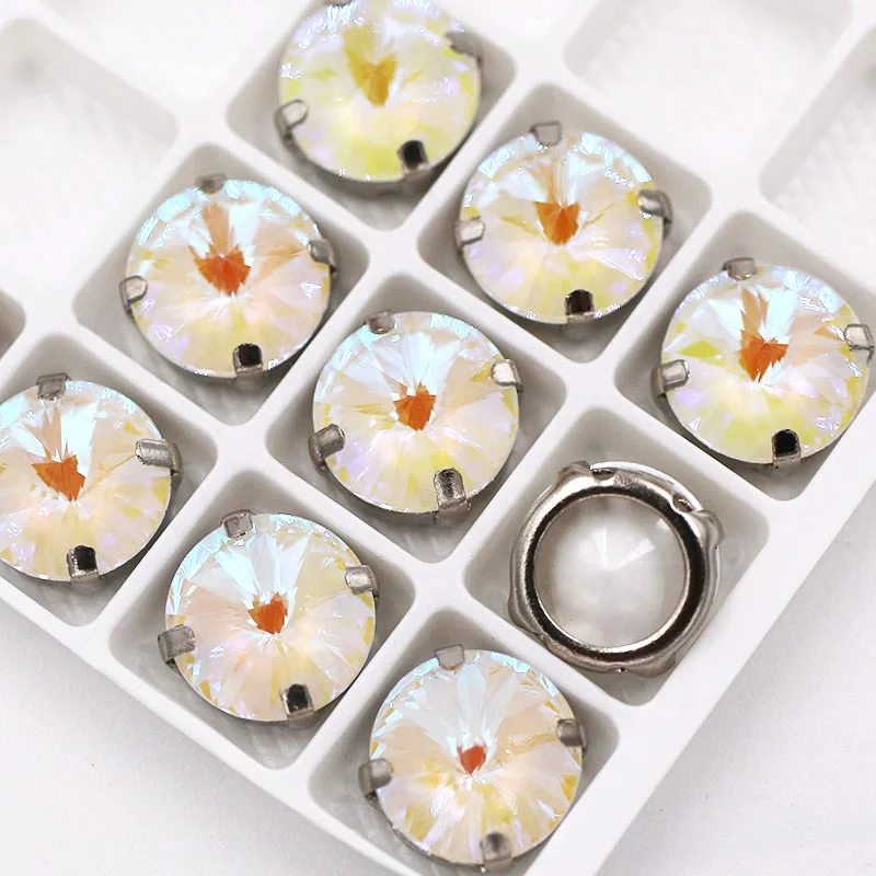 K9 Glass Mocha Fluorescent Round Shape Flatback Sewing Rhinestones