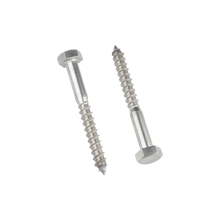 04 Stainless Steel Hexagonal Wood Screws with External Hex Drive and Sharp Point