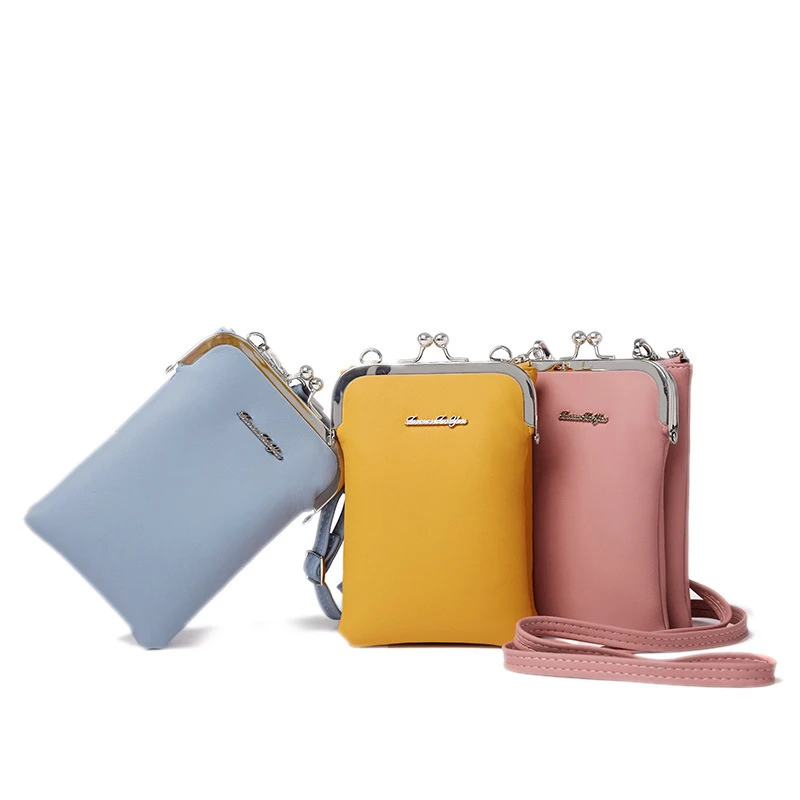 2021 high quality women mini shoulder bag  fashionable phone pouch with long straps