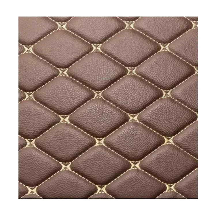 ECO car upholstery embroidery quilted pvc artificial synthetic leather material fabric for car seat