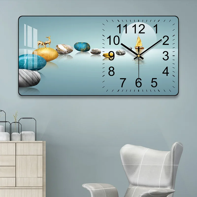 New Luxury Moden Living Room Animal Decorative Crystal Porcelain Painting  Wall Clock  for Home Decor
