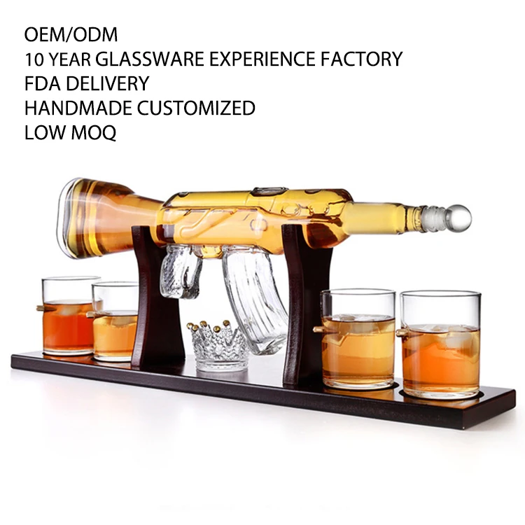 China factory creative wine bottle Best selling gun glass vodka bottle High borosilicate glass