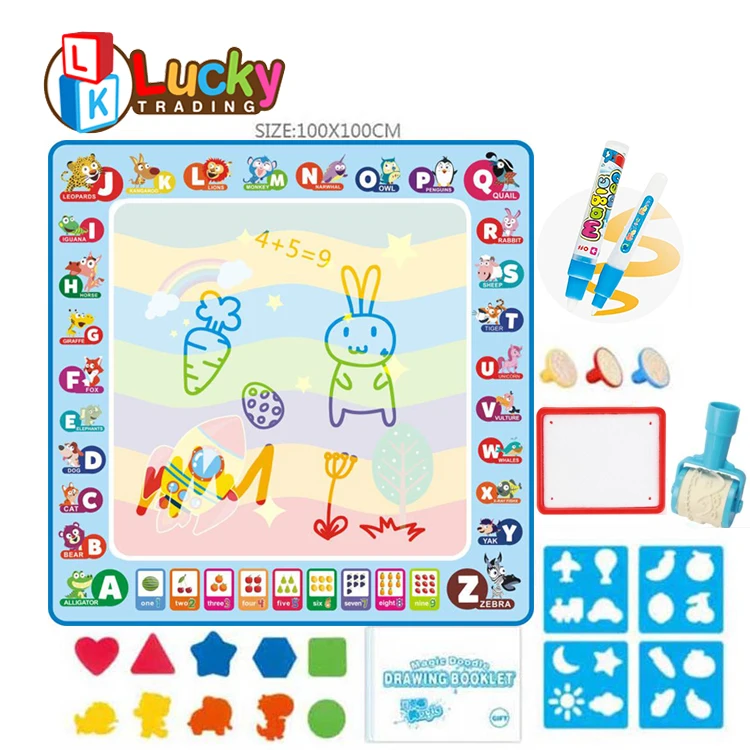 Factory Direct Selling Children Aqua 100*100 Magic Water Doodle Mat Writing Graffiti Blanket Water Writing Board