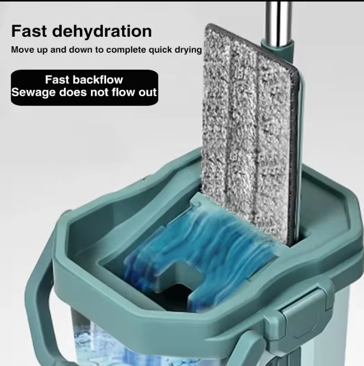 Automatic Spin Microfiber Mop Bucket Smart Home Floor Cleaning Wringing Mop Flat Squeeze Hand-Free Wrapping Magic Microfiber