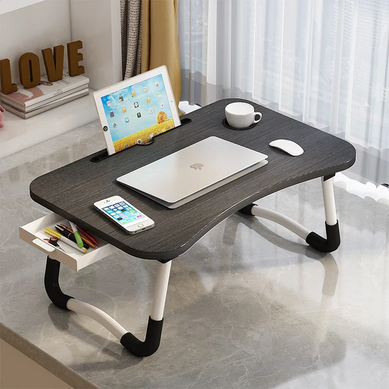 Foldable Computer Desk Simple Table Modern Study Bed Desk Laptop Table Colorful Design Folding for Home Office Plastic Wood FX