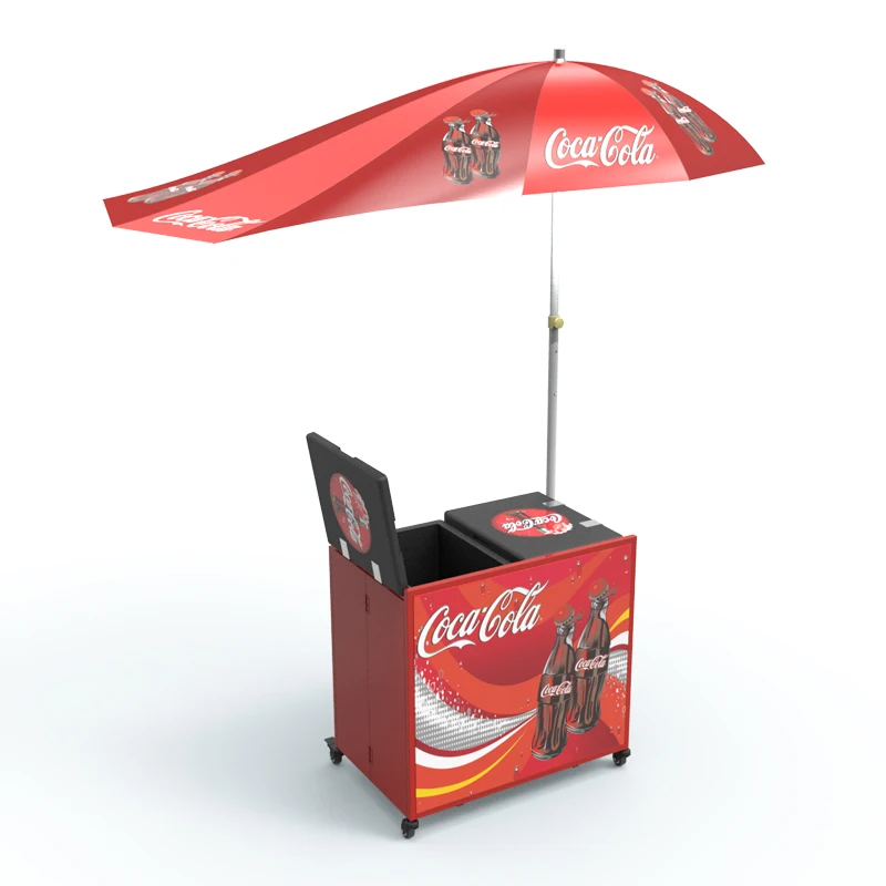 
Outdoor folding promotion table with wheels and solar umbrella 