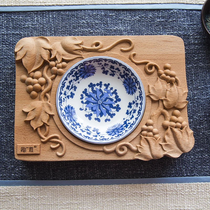 Chinese New Style Low Price Cigar Wood Carved Ashtray For Sale Customization of tableware and wood products