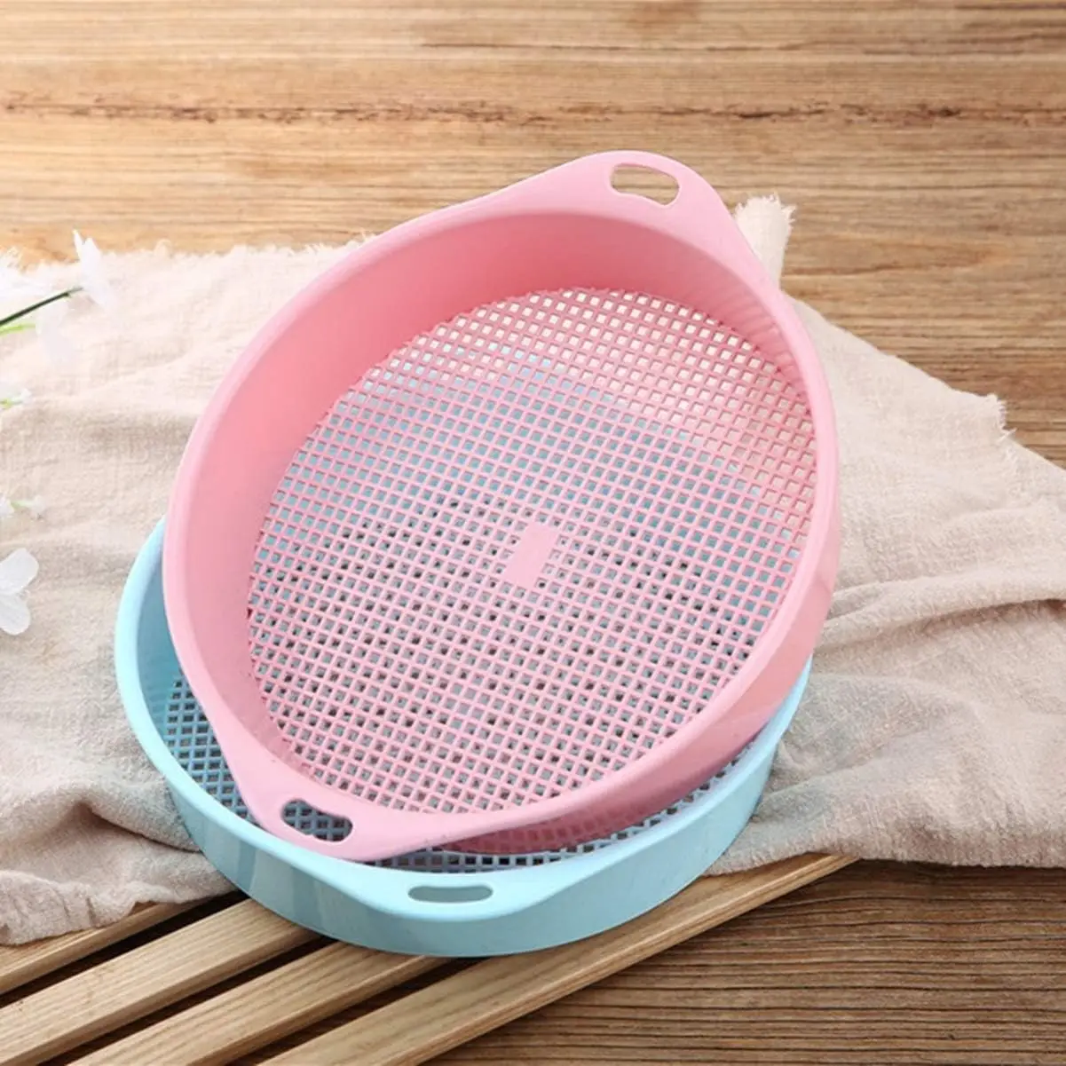 Plastic Mesh Screen Sifting Pan Garden Potting Sieve Plastic Riddle Soil Sieve