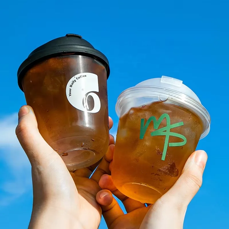 Clear Plastic CupsDisposable Crystal Drinking Cups,PET Plastic Party Cups With Lid for Wine,Juice,Iced Coffee and Cold Drinks