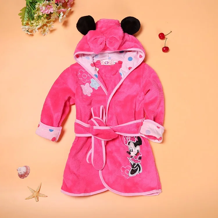 Hot design flannel children pajama cartoon hooded robes baby sleepwear kids pajamas