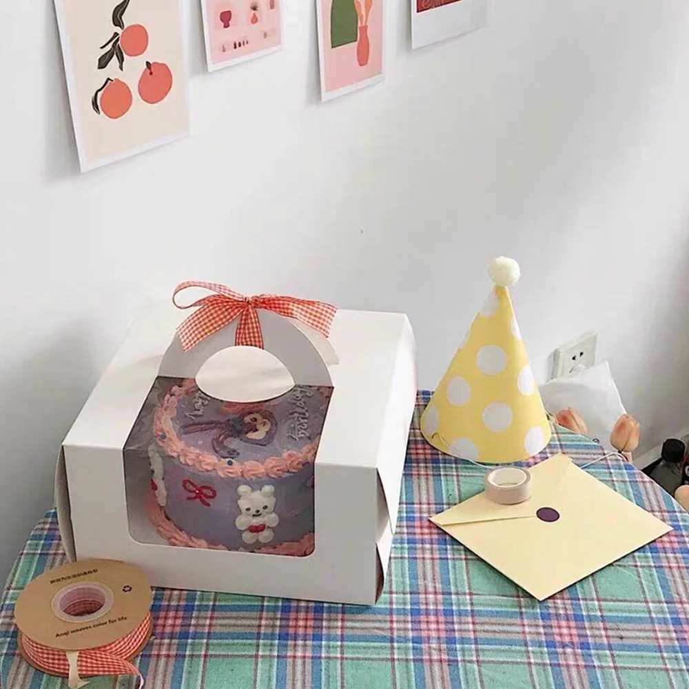 Birthday Cake Dessert Box With Handle Cake Box With Window Custom Cake Box