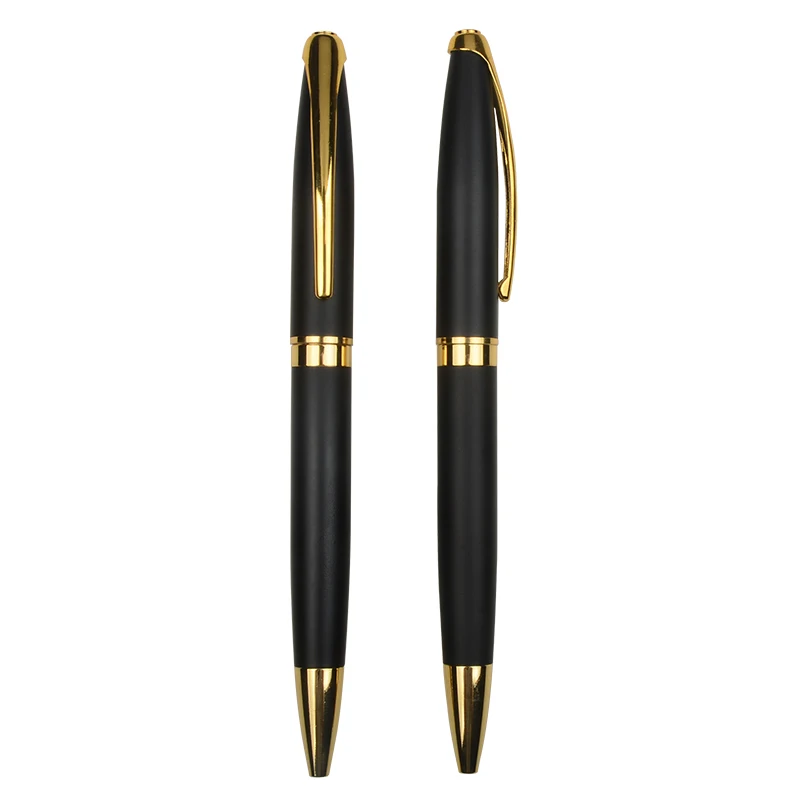 luxury soft leather box with black metallic gel metal holder USB roller bead pen gift box hanger kids