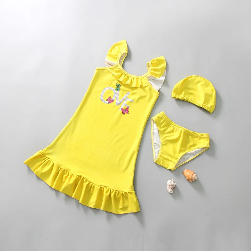 High Quality 3 pieces Swimwear Kids Swim Swimming Bikini Small Baby Swimsuit Girls Bathing Suit for Wholesale