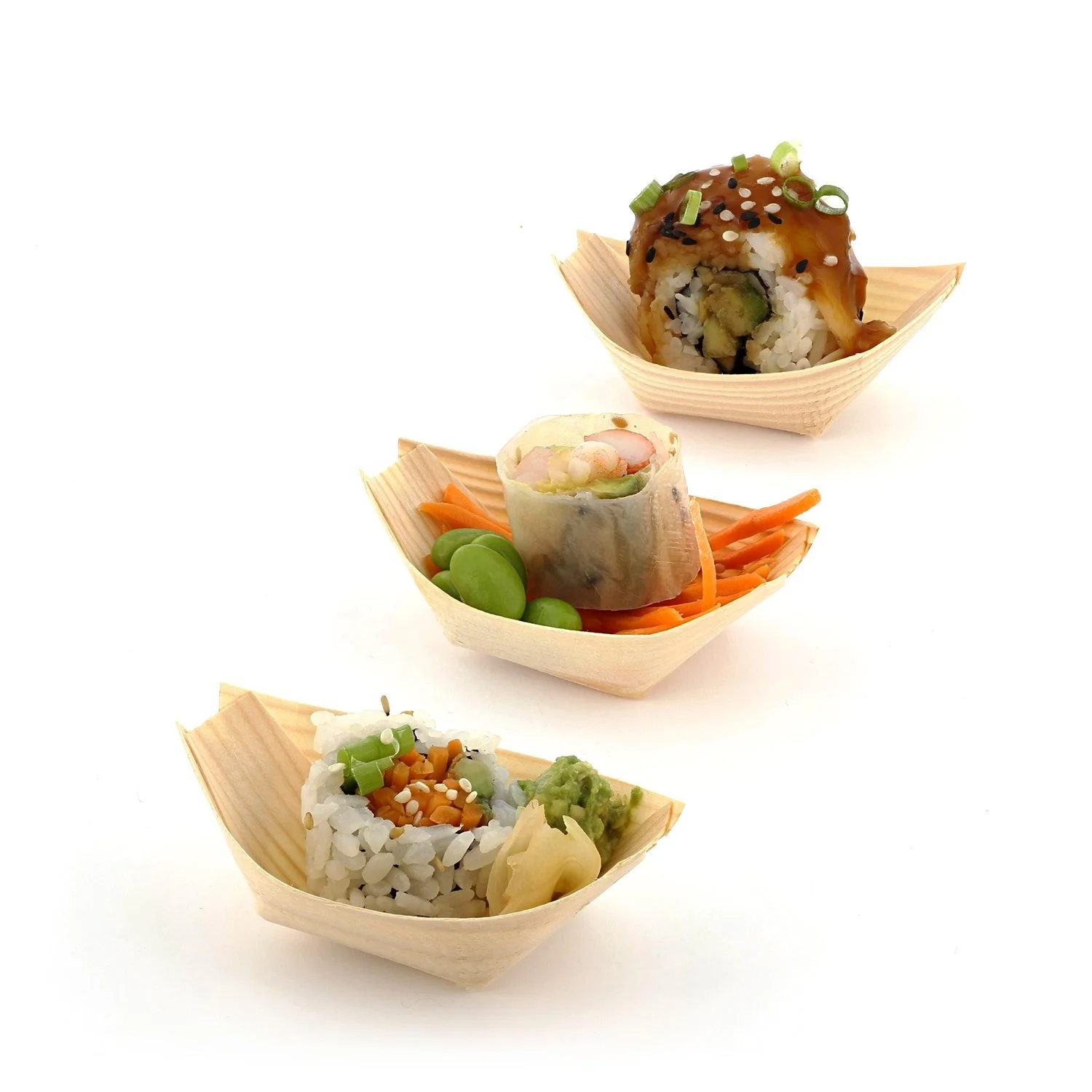 Free Sample Factory Price Food Grade Disposable Wooden Plate Boat Sushi Boat