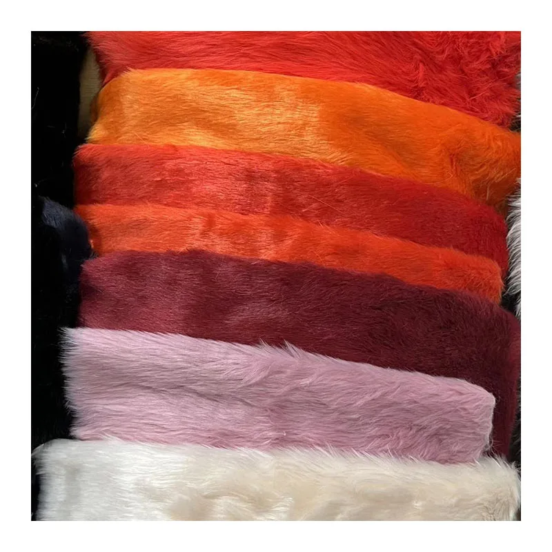 100% Polyester Stock Artificial Long Pile Wool Imitation Faux Fur Fabric For Coat Shoes Carpet