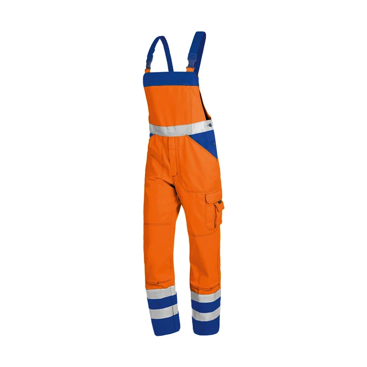 Custom logo yellow black reflective fr high visibility workwear bib pants waterproof coveralls