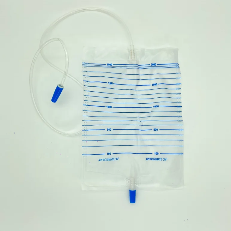Low Price PVC 2000ml Urine Collection Bag Factory CE ISO Approved with Push Pull /T-Tap Valve and Hook