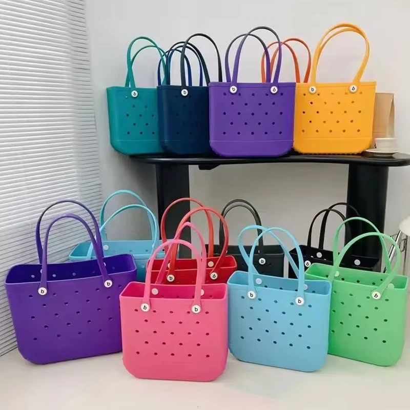 EVA Beach Bag Rubber Waterproof Travel Tote Bag for Women Washable Tote Bag Handbag For Sports Beach Market Pool