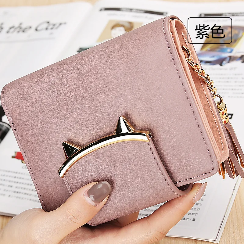 Decoration Tassel Wallet Girl Wallet Short Metal Fashion Wallets for Women Fashionable Pouch PU Polyester Anti-theft Daily Girls