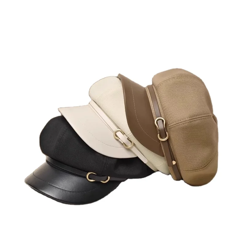 Female Autumn and Winter British Retro New Artist Hat Small Fragrant Brown Octagonal Hat Bailey Hat
