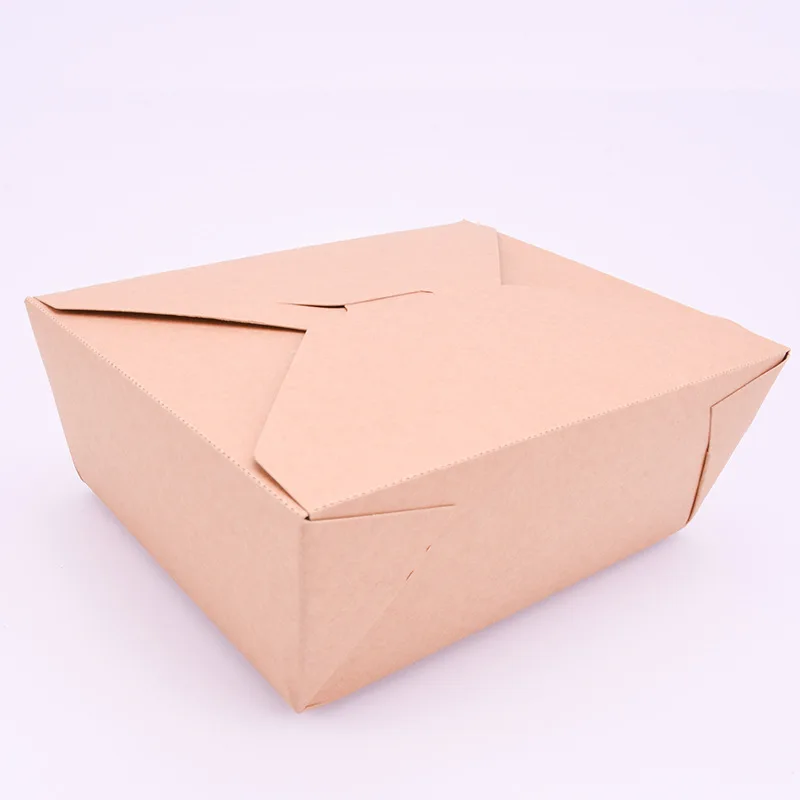 Hot Selling Take Away Fast Food Packaging Brown Kraft Paper Lunch Boxes For Restaurant