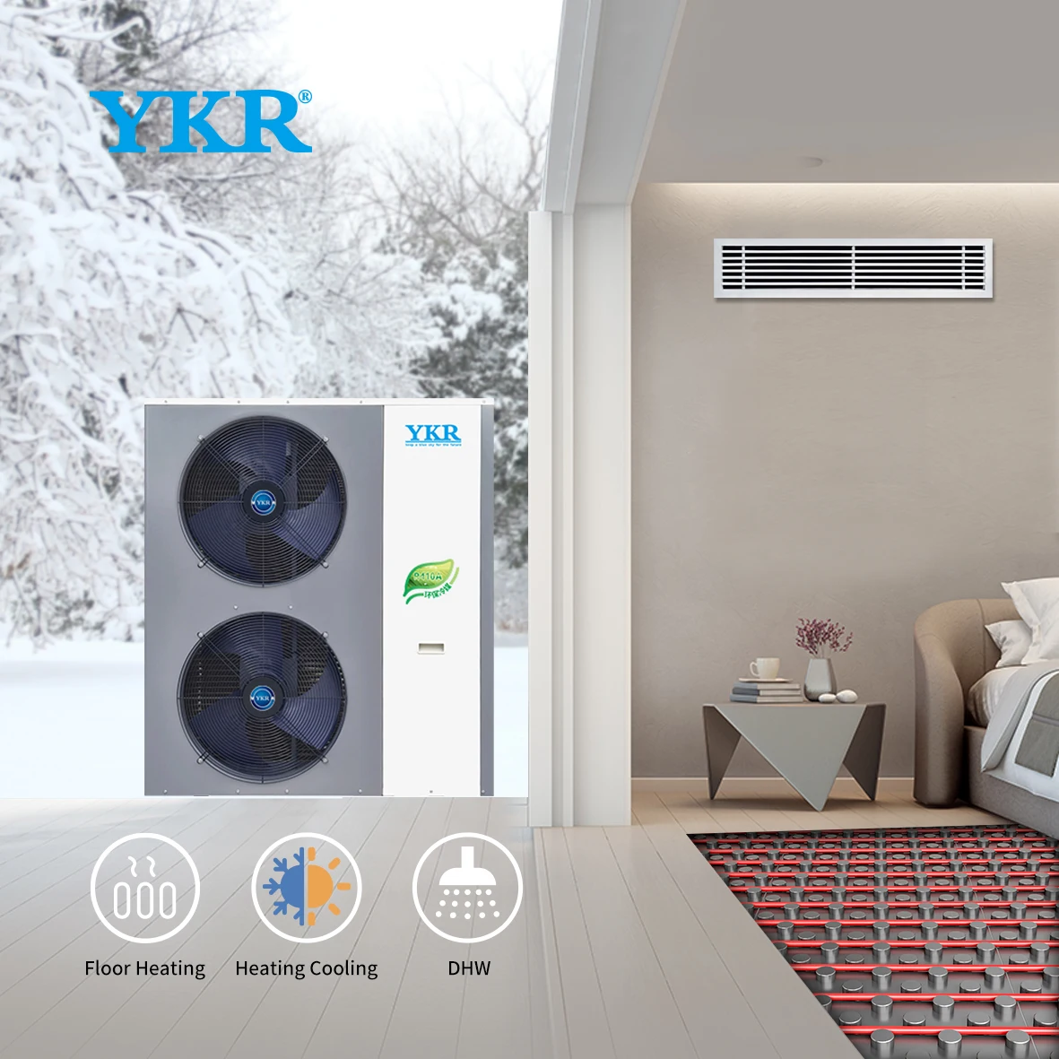 YKR New Energy Heatpump C3BZ C5BZ C6BZ C8BZ C10BZ Pompe a Chaleur Warmepumpe Inverter Air to Water Heat Pump