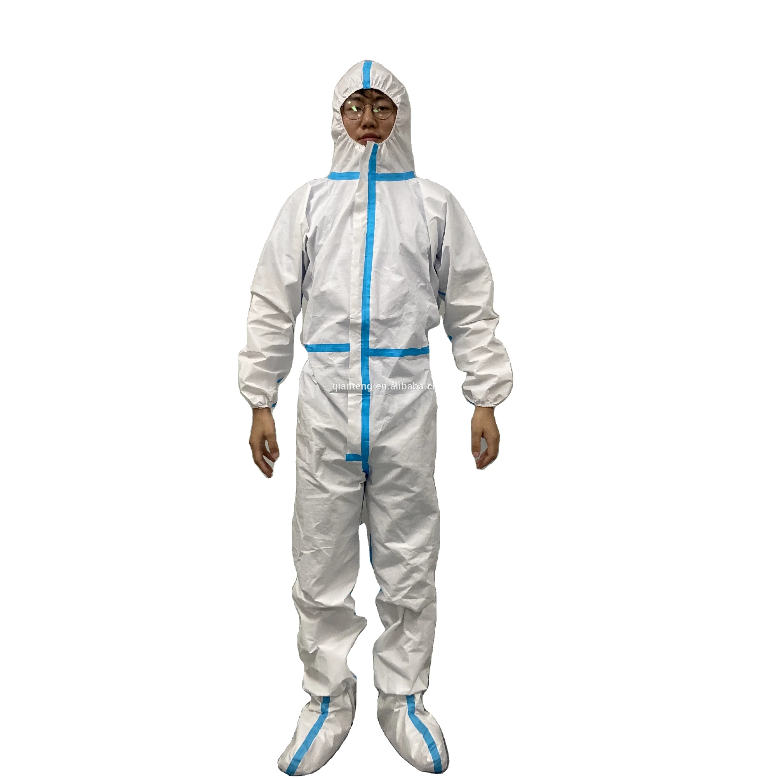 
Waterproof Cleanroom Working Personal Hazmat Suit CE en 14126 Type 3b 4b 5b 6b Medical Hospital Overalls Disposable PPE Coverall 
