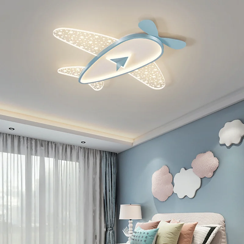 New Design Airplane Model Color Changed Dimmable Boy Room Kids Room Lamp Cartoon Led Ceiling Pendant Light