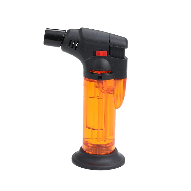 VIN0113 Popular Custom Logos Gas Windproof Lighter 118mm Plastic Refillable Spray Gun Gas Lighter