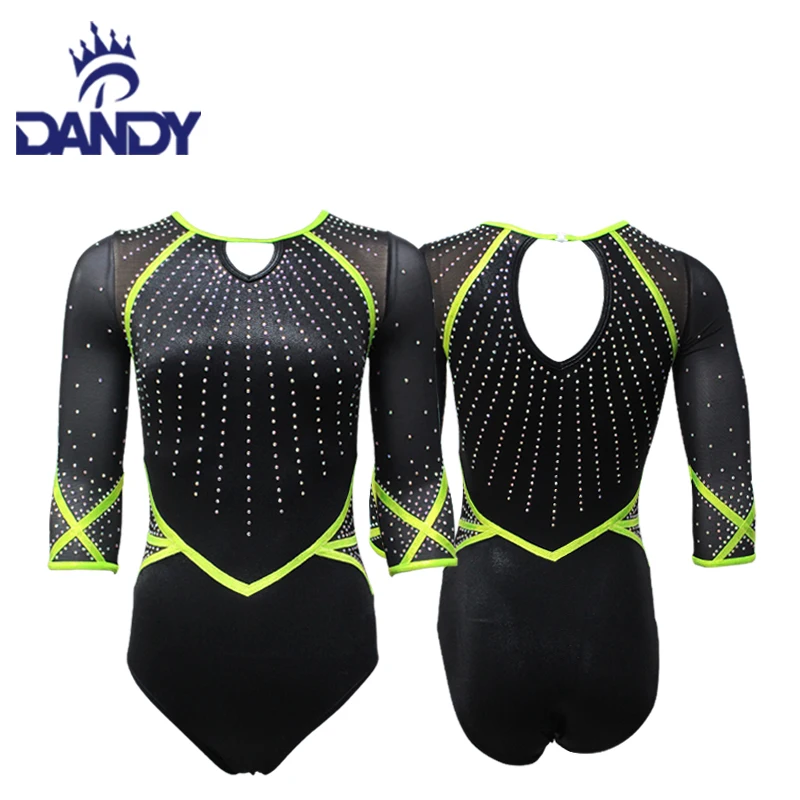 Customized Baby Sleeveless Dance Wear Woman Gymnastics Competition Black Leotards Performance Wear Kids Bodysuit Leotard