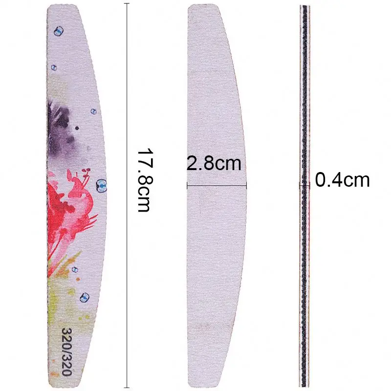 Custom Printed Half Moon Foam metal nail file Nail File 100/180