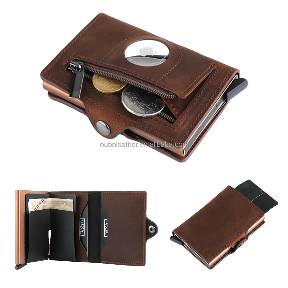 Anti-theft Apple Airtag Cardholder Wallet Travel Anti-lost Wallet Slim Minimalist Leather Wallet for Airtag
