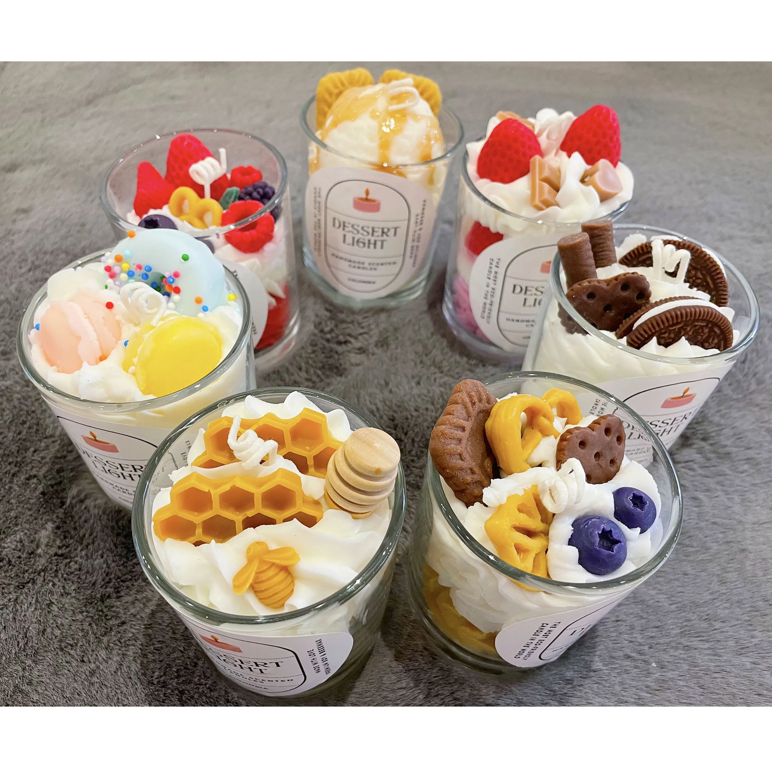 Wholesale Diy food candle handmade luxury Scented Ice Cream Candle aromatic Dessert Candles custom