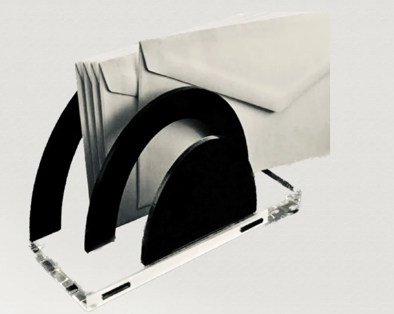 Premium Stylish Well-Polished Edges Office Black Acrylic Desk Organizer Plastic Mail File Holder For Sale